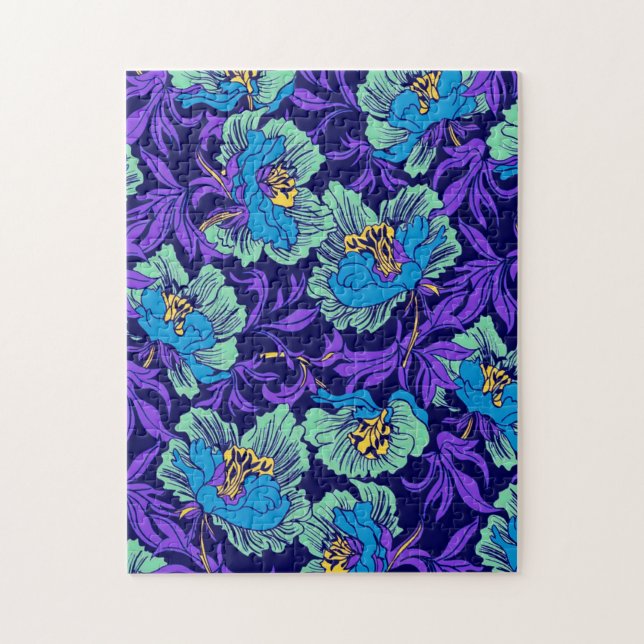 Puzzle Fleurs violettes et bleues William Morris (Vertical)
