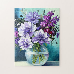 Puzzle Fleurs violettes Whimsical Dans Un Vase