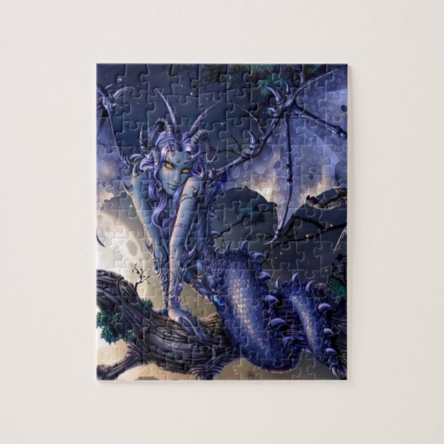 Puzzle Flirt abstrait de fille de dragon d'imaginaire (Vertical)