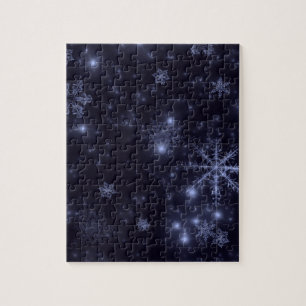 Puzzle Flocon de neige avec Arrière - plan bleu nuit