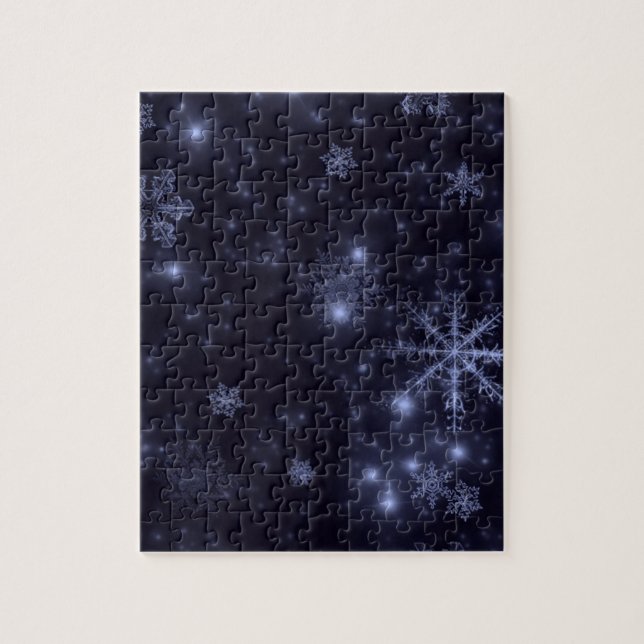 Puzzle Flocon de neige avec Arrière - plan bleu nuit (Vertical)