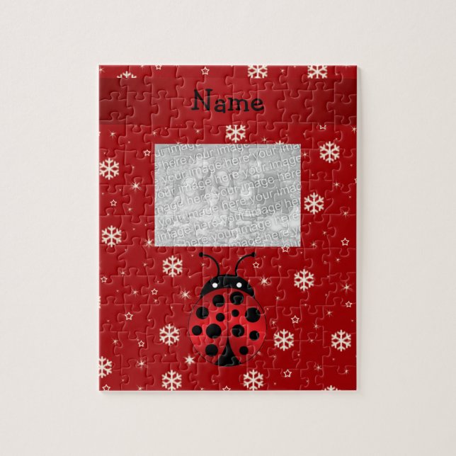 Puzzle Flocons de neige nommés personnalisés de rouge de (Vertical)