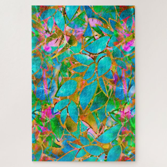 Puzzle Floral Abstract Stained Glass (Vertical)