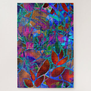 Puzzle Floral Abstract Stained Glass