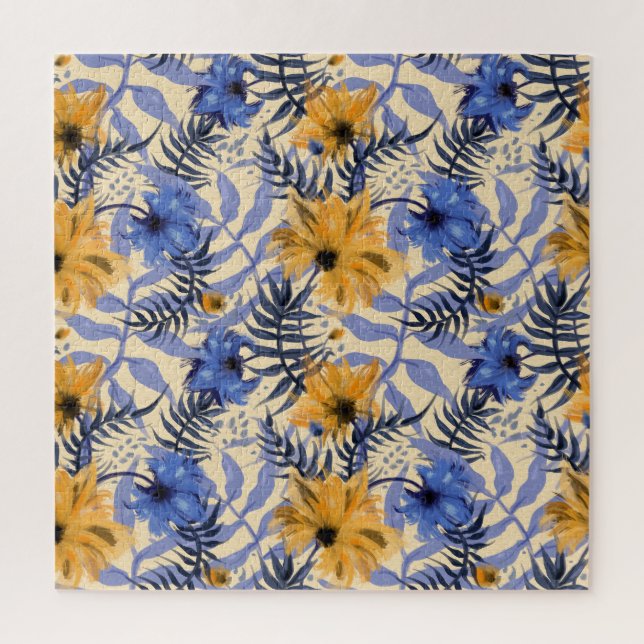 Puzzle Floral Abstrait : Aquarelle Motif moderne (Vertical)