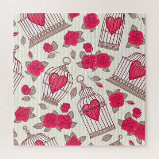 Puzzle Floral Bird Cages Rose Motif