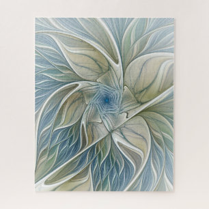 Puzzle Floral Dream Motif Abstrait Blue Khaki Fractal