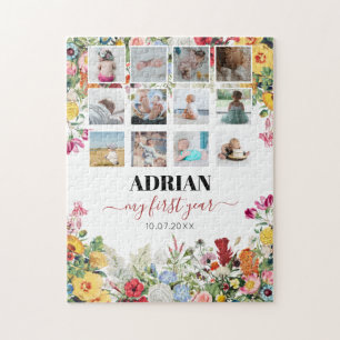 Puzzle Floral Garden Baby First Year Photo Collage