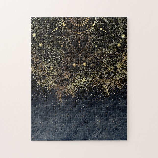 Puzzle Floral Mandala or bleu (Vertical)