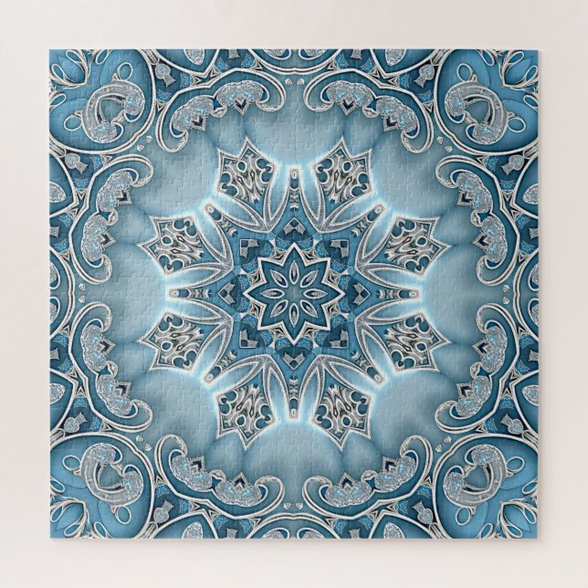 Puzzle floral orange bleu (Vertical)