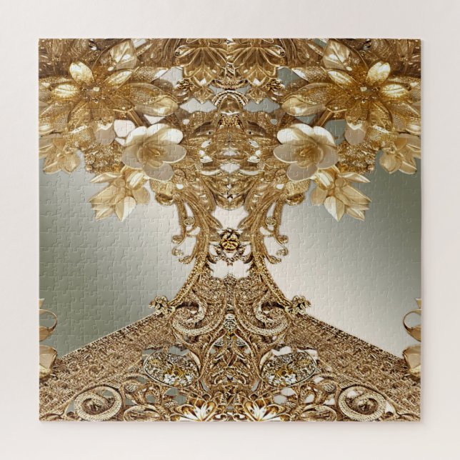 Puzzle floral orné d'or moderne (Vertical)