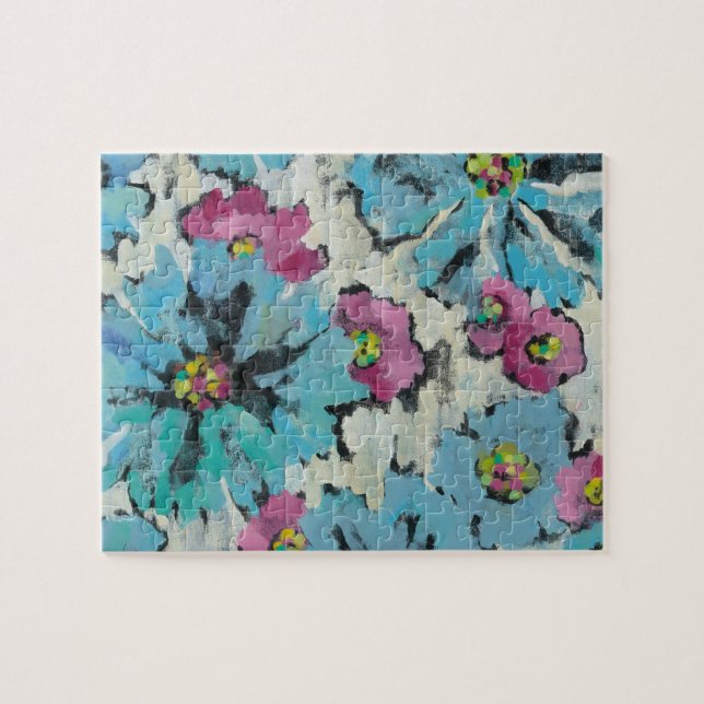 Puzzle Floral rose et bleu graphique (Horizontal)