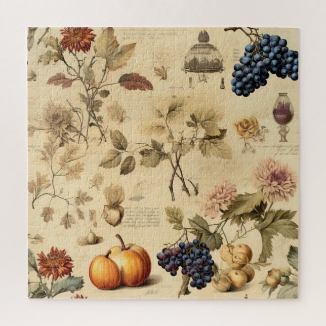 Puzzle Floral Thanksgiving Motif Vintage (4) (Vertical)
