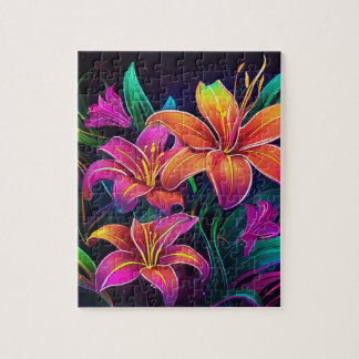 Puzzle floral vibrant, jeu de puzzle coloré