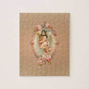 Puzzle Floral vintage baroque de rose victorien d'ange
