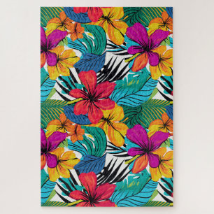 Puzzle Flore d'aquarelle tropicale lunaire