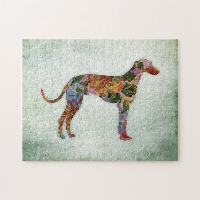 Puzzle Flore De Chien Gris Sur Vert (Horizontal)