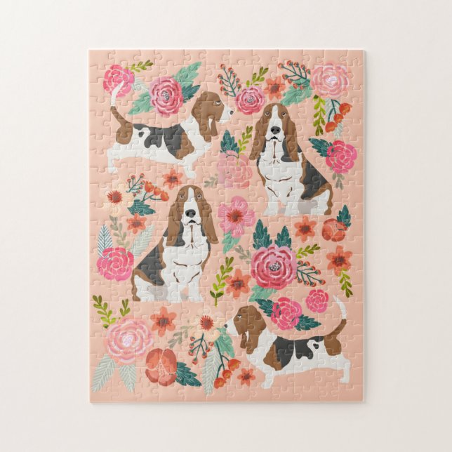 Puzzle Flore de chiens de Basset Hound (Vertical)