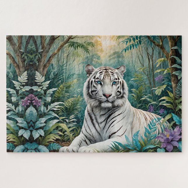 Puzzle Flore de la jungle de Tigre blanc (Horizontal)