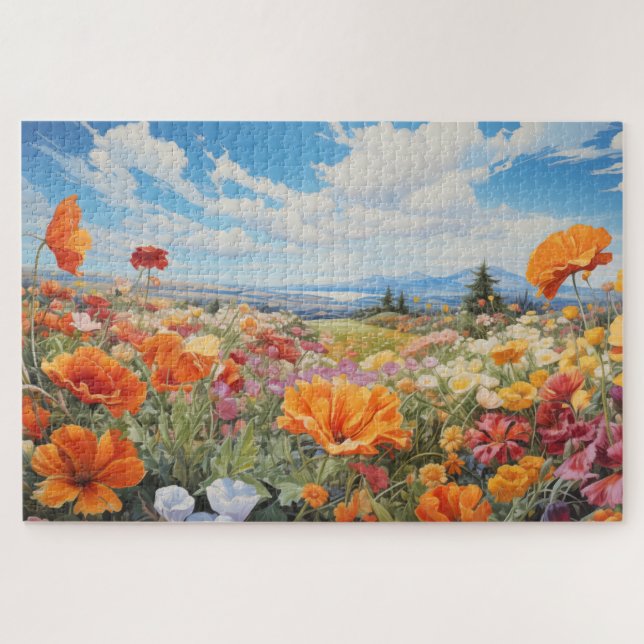 Puzzle Flower Field Jigsaw Puzzle, 1014 pc. 30"x20" (Horizontal)