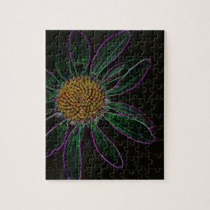 Puzzle Flower power au néon léger noir