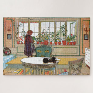 Puzzle Flowers on the Windowsill by Carl Larsson