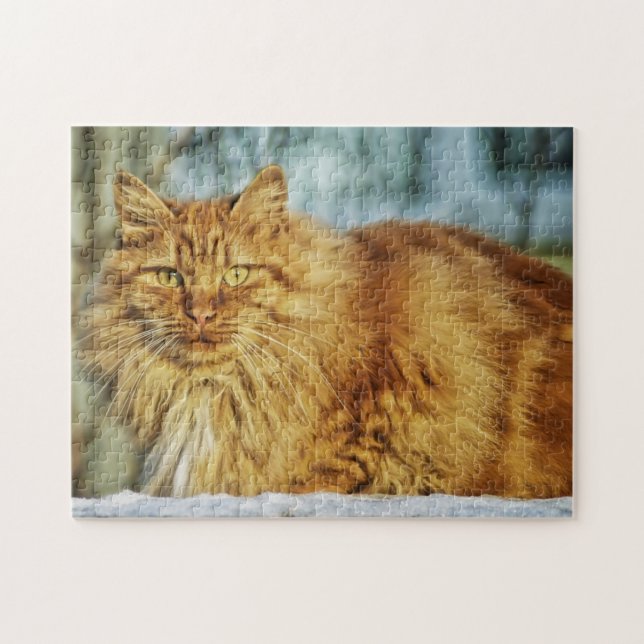 Puzzle Fluffé Orange Tabby Maine Coon Cat (Horizontal)