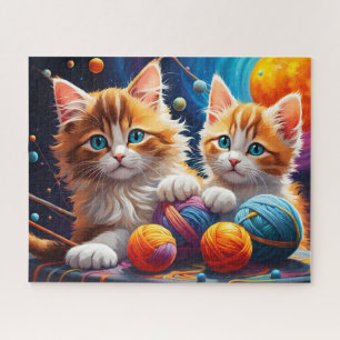Puzzle Fluffy mignon Tabby Kittens, Fil coloré, Espace