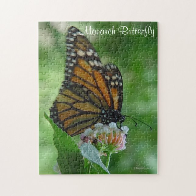 Puzzle Fluttering Monarch Butterfly rose Flower (Vertical)