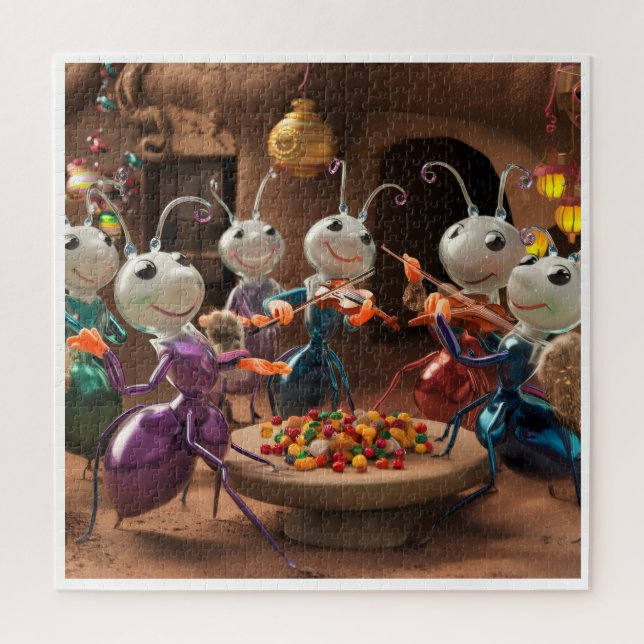 Puzzle for kids and adults..Happy Ants Party (Vertical)