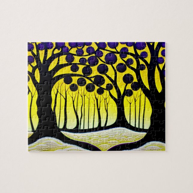Puzzle Forêt Abstraite jaune et violette (Horizontal)
