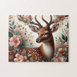Puzzle Forêt de cerfs floraux fantaisistes
