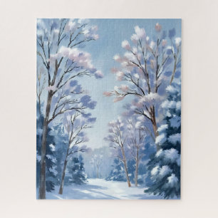 Puzzle Forêt de Frostlight   Nature aquarelle neige hiver
