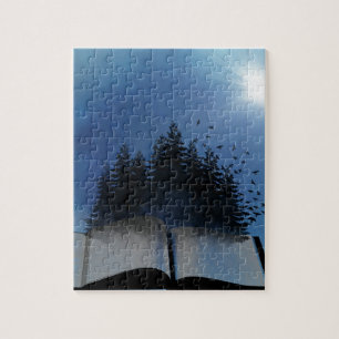 Puzzle Forêt de livres ouverts