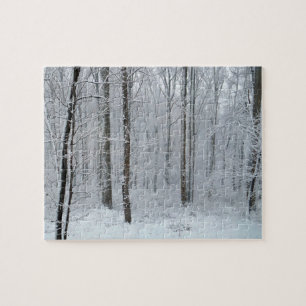 Puzzle Forêt de peupliers blanche enneigée