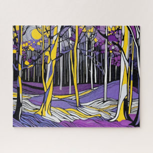 Puzzle Forêt de rêve Abstraite Jaune et Violet