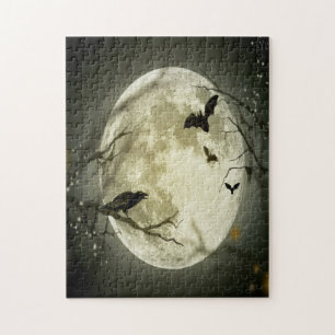 Puzzle Forêt d'Halloween, chauves-souris, paysage