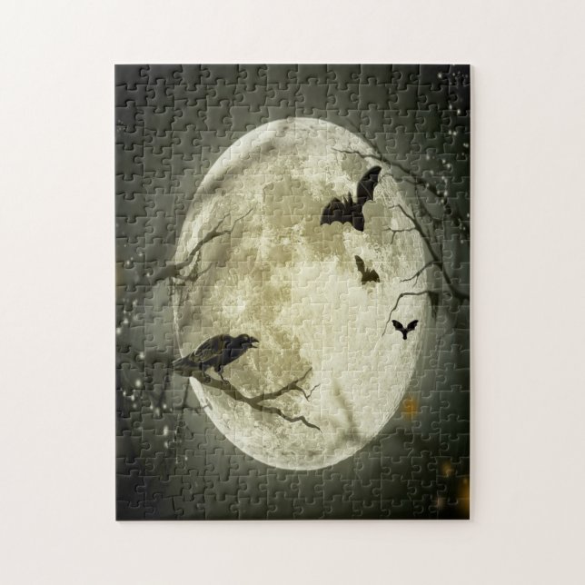 Puzzle Forêt d'Halloween, chauves-souris, paysage (Vertical)