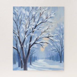 Puzzle Forêt enneigée Peinture à l'aquarelle d'hiver
