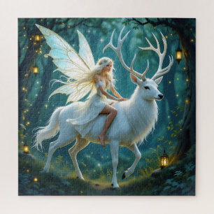 Puzzle Forêt magique de la fée et du cerf blanc