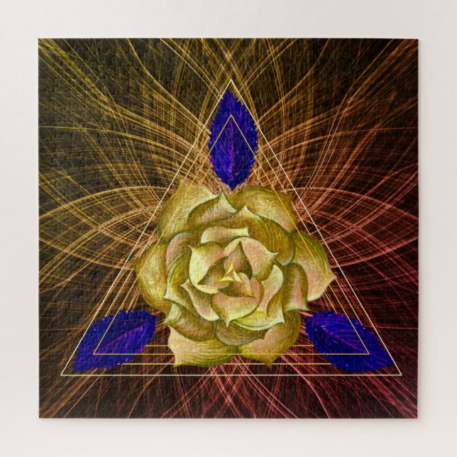 Puzzle Forme du triangle or et bleu Rose (Vertical)