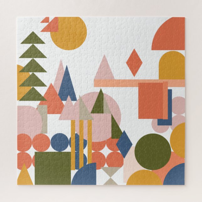Puzzle Formes Abstraites Paysage Couleurs folk géométriqu (Vertical)