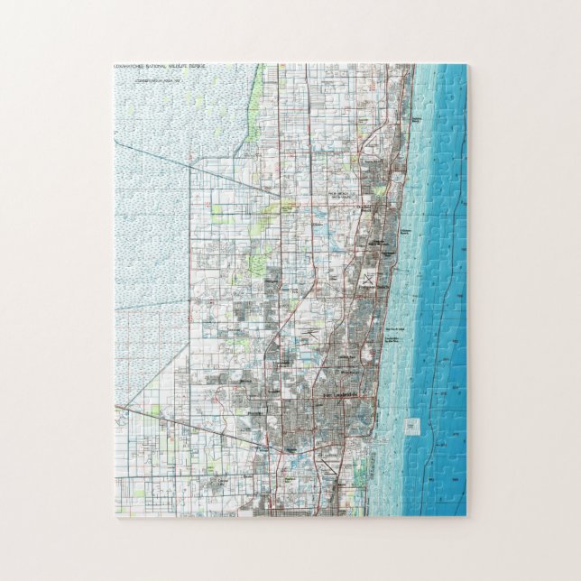 Puzzle Fort Lauderdale la Floride Map (1985) (Vertical)