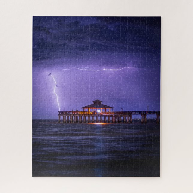 Puzzle Fort Myers Pier Lightning (Vertical)