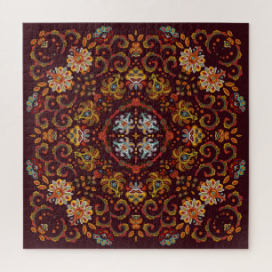 Puzzle Foulard à cou de soie, motif oriental
