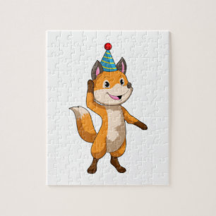 Puzzle Fox à la fête avec casquette de parti
