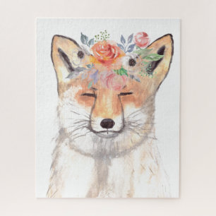 Puzzle Fox aquarelle Orange Brown Wildlife Art Animal