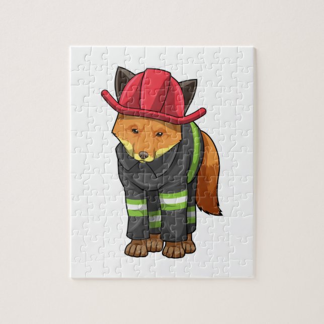 Puzzle Fox as Firefighter avec Helmet (Vertical)