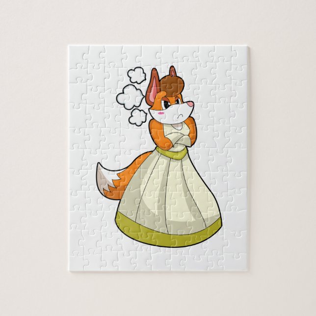 Puzzle Fox comme mariée avec robe de mariée.PNG (Vertical)