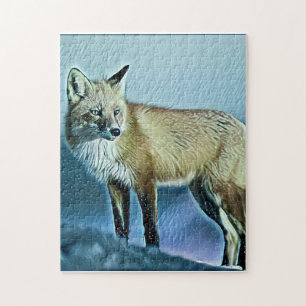 Puzzle Fox Profite d'une journée de neige